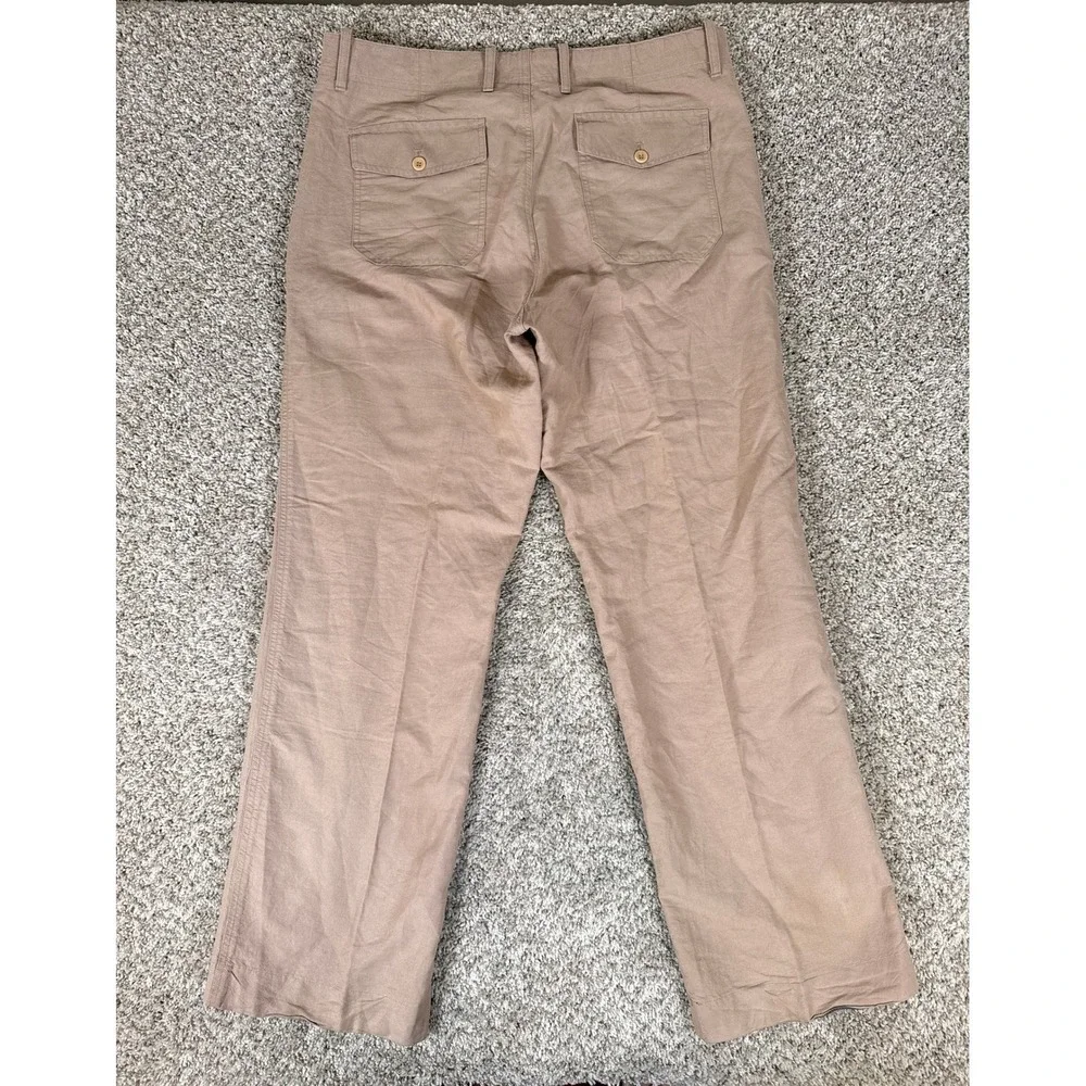 Banana Republic Pants Mens 35x32 Tan Linen‎ Blend Chino Relaxed Fit Drawstring